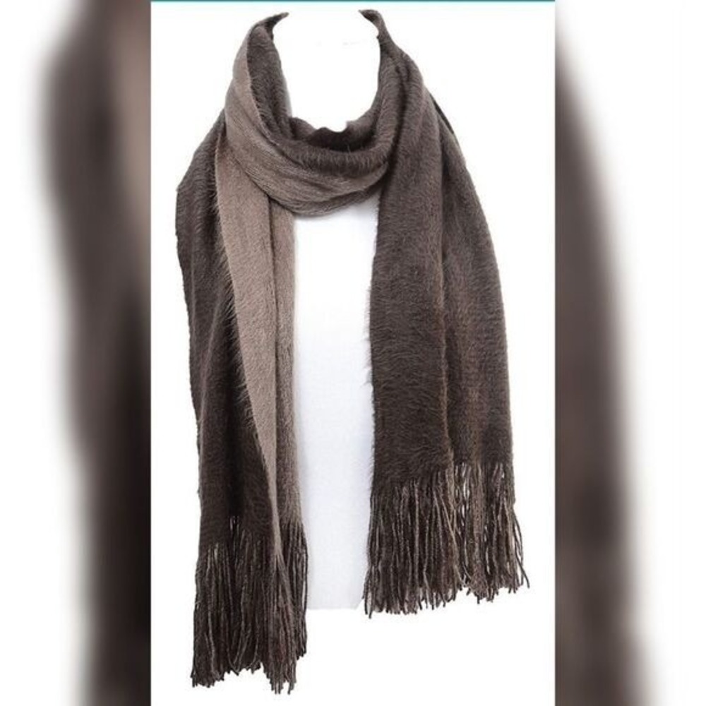 Soft Faux Fur Fuzzy Cold Weather Scarf Wrap Fringe